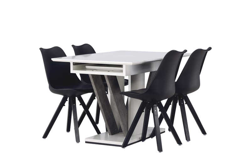 Disa Spisegruppe 120 cm Rektangulær med 4 Zeno Stoler - Sort - Møbler - Bord - Spisegrupper
