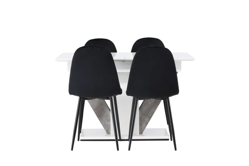 Disa Spisegruppe 120 cm Rektangulær med 4 Polar Stoler, Sort