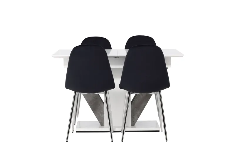 Disa Spisegruppe 120 cm Rektangulær med 4 Polar Stoler, Sort