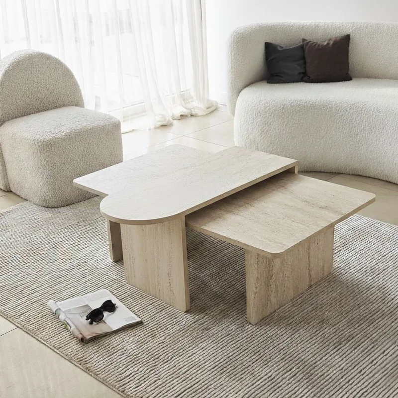 Djarhint Sofabordsett 82 cm - Bronse og travertin - Møbler - Bord - Sofabord