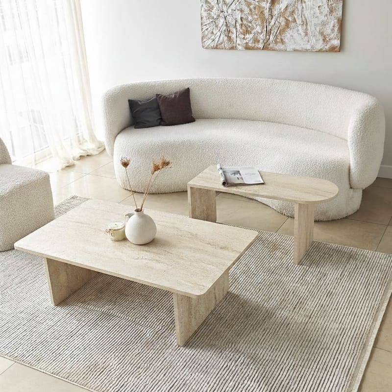 Djarhint Sofabordsett 82 cm - Bronse og travertin - Møbler - Bord - Sofabord