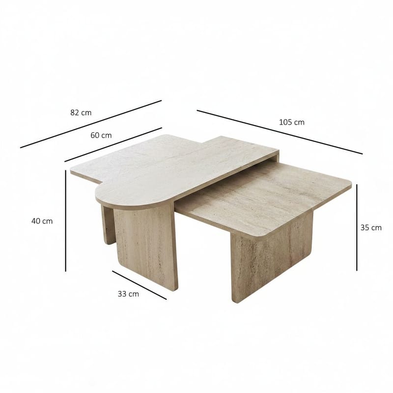 Djarhint Sofabordsett 82 cm - Bronse og travertin - Møbler - Bord - Sofabord