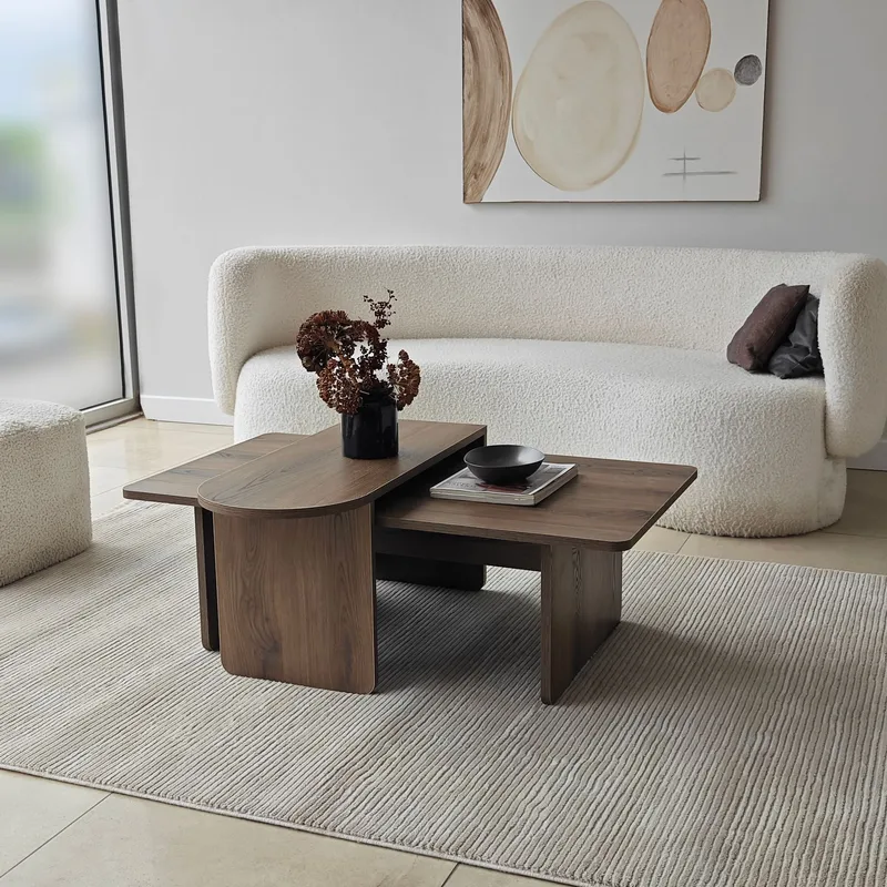 Djarhint Sofabordsett 82 cm - Bronse og valnøtt - Møbler - Bord - Sofabord