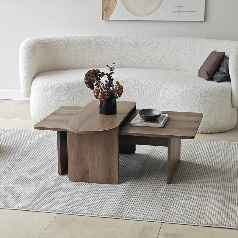 Djarhint Sofabordsett 82 cm - Bronse og valnøtt - Møbler - Bord - Sofabord