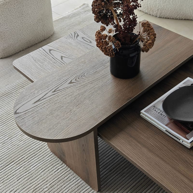 Djarhint Sofabordsett 82 cm - Bronse og valnøtt - Møbler - Bord - Sofabord