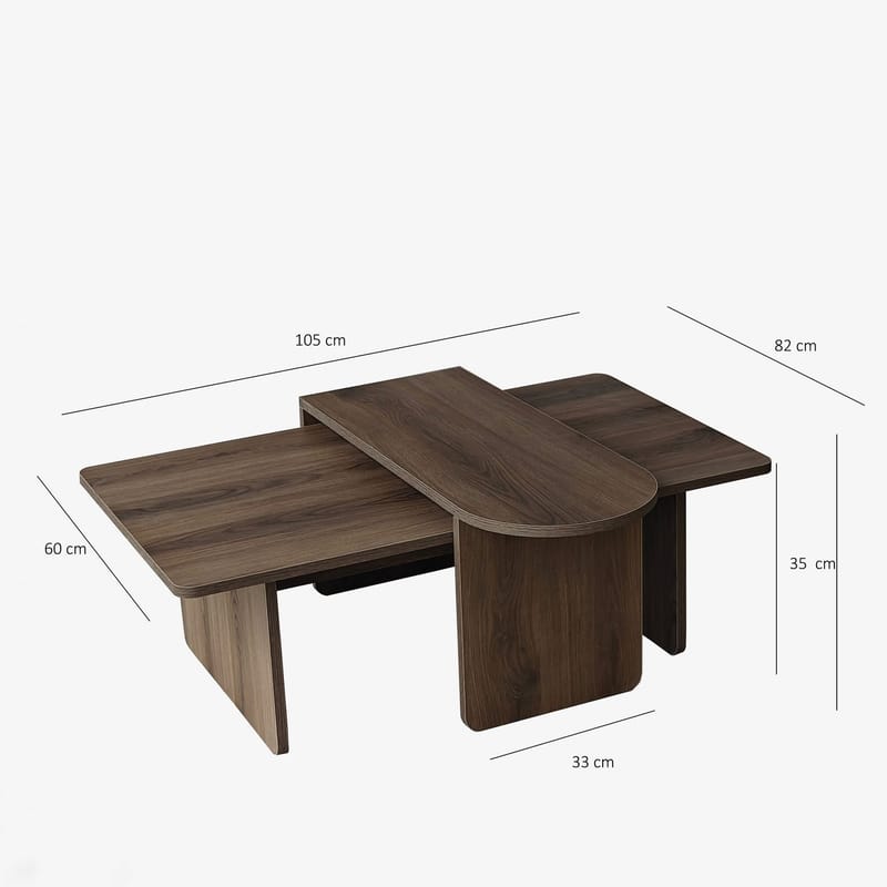 Djarhint Sofabordsett 82 cm - Bronse og valnøtt - Møbler - Bord - Sofabord