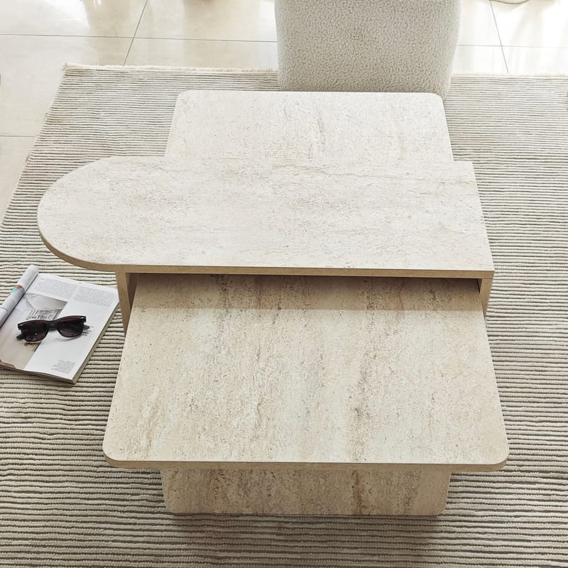 Djarhint Sofabordsett 82 cm - Bronse/travertin - Møbler - Bord - Sofabord