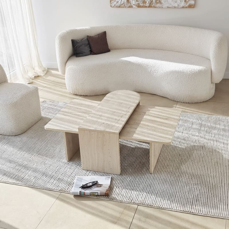 Djarhint Sofabordsett 82 cm - Bronse/travertin - Møbler - Bord - Sofabord