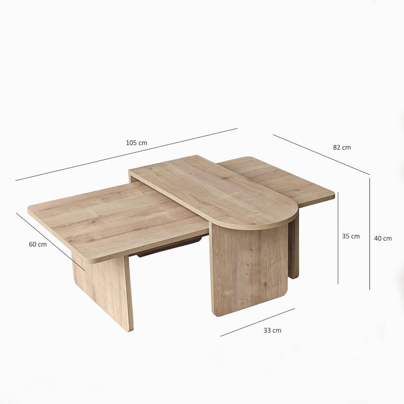 Djarhint Sofabordsett 82 cm - Bronze og Sapphire Oak - Møbler - Bord - Sofabord