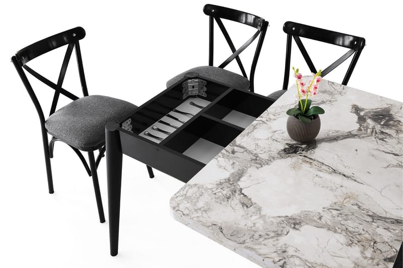 Dolcer Spisebord 100 cm Rektangulært - Hvit Marmor - Møbler - Bord - Spisebord & kjøkkenbord