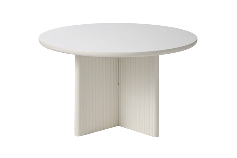 Donald 80 cm Rundt Sofabord med Riflet Korsfot i Malt Tre - Benhvit - Møbler - Bord - Sofabord