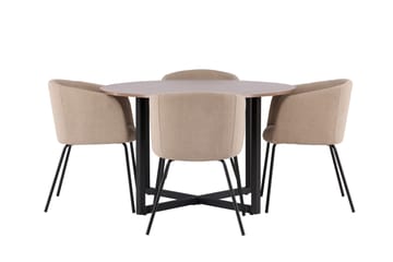 Durango Matgruppe 120 cm Rund med 4 Berit Stoler - Valnød - Møbler - Bord - Spisegrupper