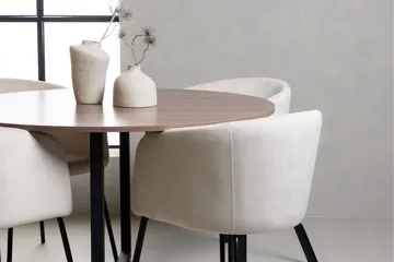 Durango Matgruppe 120 cm Rund med 4 Berit Stoler - Valnød - Møbler - Bord - Spisegrupper