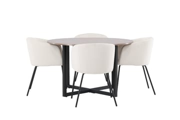 Durango Matgruppe 120 cm Rund med 4 Berit Stoler - Valnød - Møbler - Bord - Spisegrupper