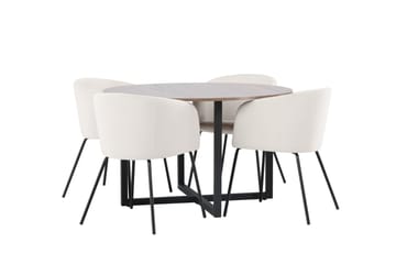 Durango Matgruppe 120 cm Rund med 4 Berit Stoler - Valnød - Møbler - Bord - Spisegrupper