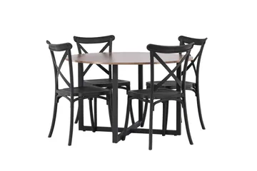 Durango Matgruppe 120 cm Rund med 4 Crosett Stoler - Valnød - Møbler - Bord - Spisegrupper