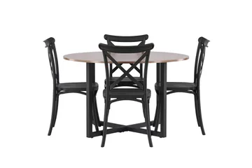 Durango Matgruppe 120 cm Rund med 4 Crosett Stoler - Valnød - Møbler - Bord - Spisegrupper