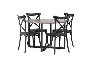 Durango Matgruppe 120 cm Rund med 4 Crosett Stoler - Valnød - Møbler - Bord - Spisegrupper