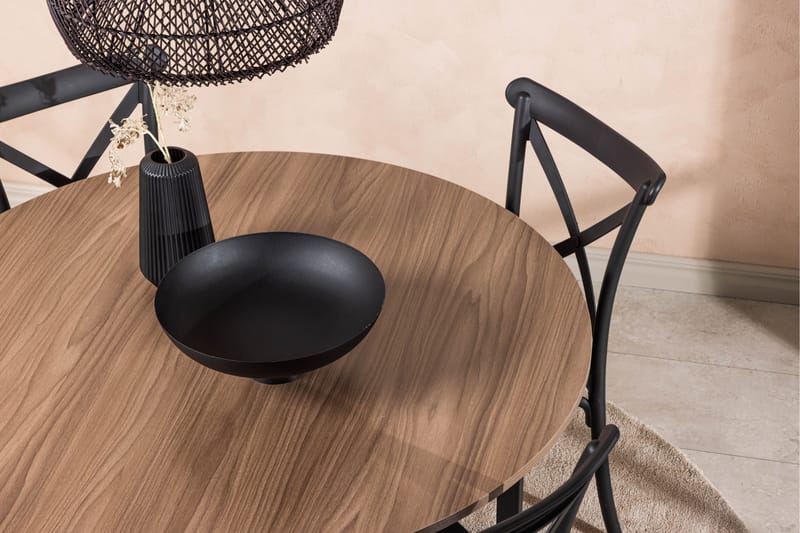 Durango Matgruppe 120 cm Rund med 4 Crosett Stoler - Valnød - Møbler - Bord - Spisegrupper