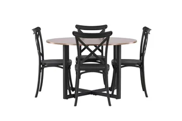 Durango Matgruppe 120 cm Rund med 4 Crosett Stoler - Valnød - Møbler - Bord - Spisegrupper