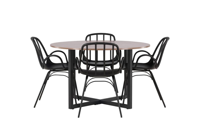 Durango Matgruppe 120 cm Rund med 4 Dyrön Stoler, Valnød