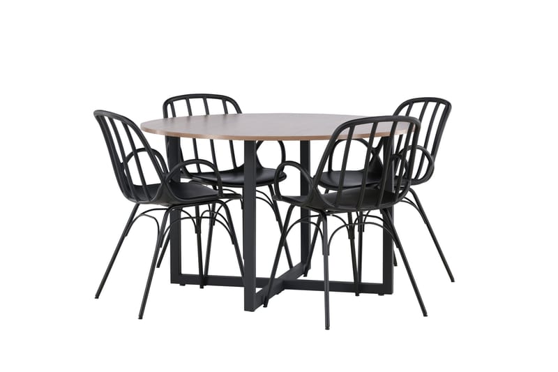 Durango Matgruppe 120 cm Rund med 4 Dyrön Stoler - Valnød - Møbler - Bord - Spisegrupper