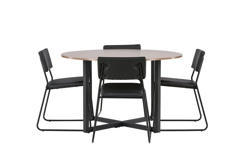 Durango Matgruppe 120 cm Rund med 4 Kenth Stoler, Valnød