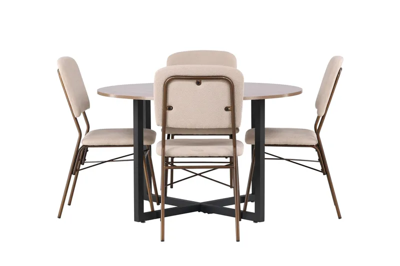 Durango Matgruppe 120 cm Rund med 4 Seda Stoler, Valnød
