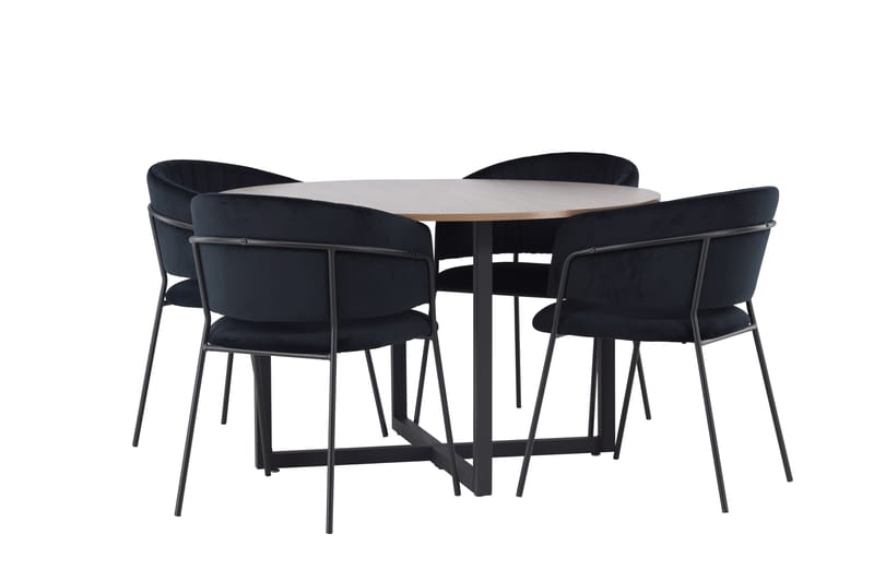 Durango Matgruppe 120 cm Rund med 4 Selma Stoler - Valnød - Møbler - Bord - Spisegrupper