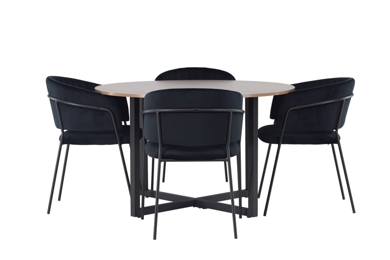 Durango Matgruppe 120 cm Rund med 4 Selma Stoler, Valnød