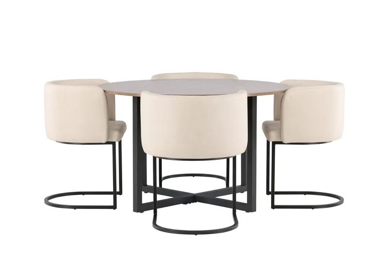 Durango Matgruppe 120 cm Rund med 4 Simrishamn Stoler, Valnød