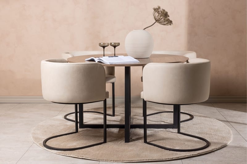 Durango Matgruppe 120 cm Rund med 4 Simrishamn Stoler - Valnød - Møbler - Bord - Spisegrupper