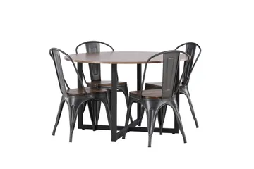Durango Matgruppe 120 cm Rund med 4 Tempe Stoler - Valnød - Møbler - Bord - Spisegrupper