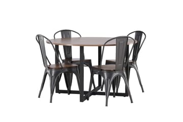 Durango Matgruppe 120 cm Rund med 4 Tempe Stoler - Valnød - Møbler - Bord - Spisegrupper
