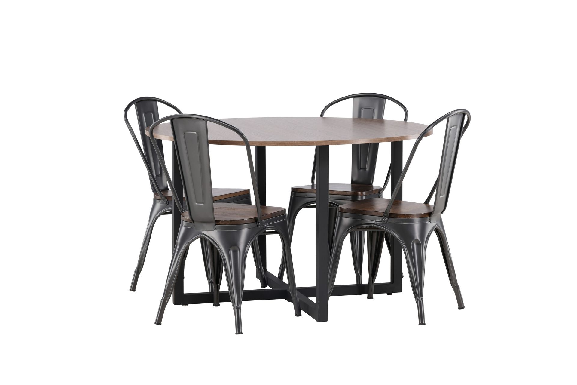 Durango Matgruppe 120 cm Rund med 4 Tempe Stoler - Valnød - Møbler - Bord - Spisegrupper