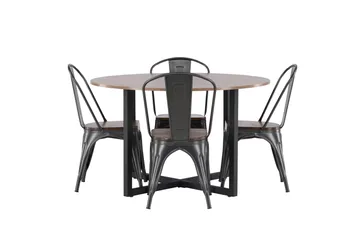 Durango Matgruppe 120 cm Rund med 4 Tempe Stoler - Valnød - Møbler - Bord - Spisegrupper