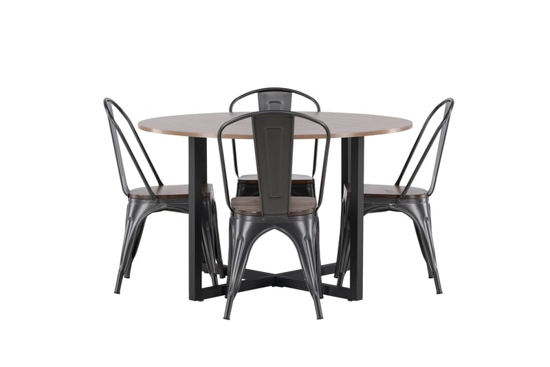 Durango Matgruppe 120 cm Rund med 4 Tempe Stoler - Valnød - Møbler - Bord - Spisegrupper