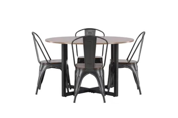 Durango Matgruppe 120 cm Rund med 4 Tempe Stoler - Valnød - Møbler - Bord - Spisegrupper