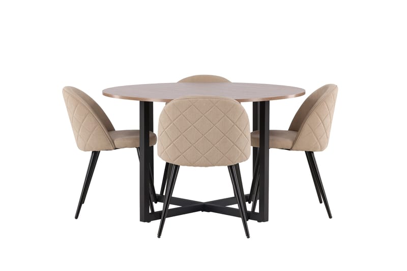 Durango Matgruppe 120 cm Rund med 4 Velvets Stoler - Valnød - Møbler - Bord - Spisegrupper