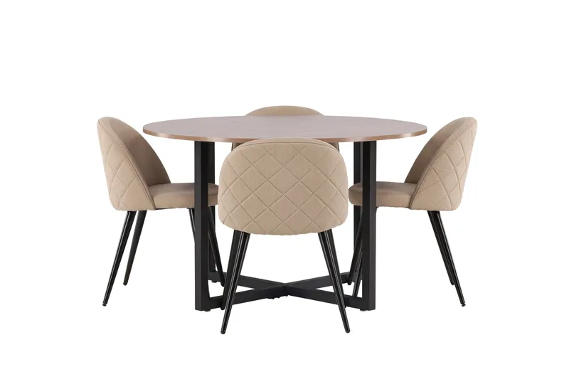 Durango Matgruppe 120 cm Rund med 4 Velvets Stoler, Valnød