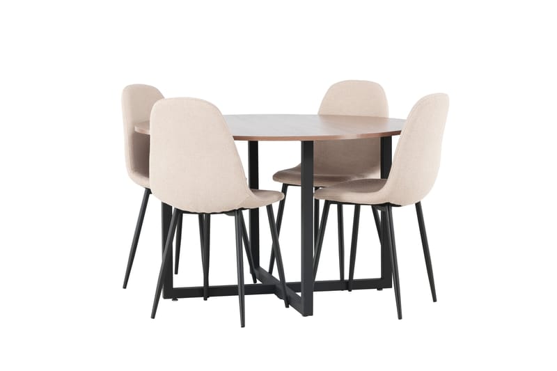 Durango Matgruppe 120 cm Rund med 4 Polar Stoler - Valnød - Møbler - Bord - Spisegrupper