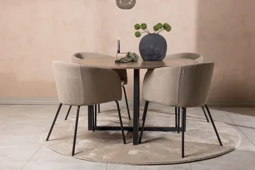 Durango Spisebord 120 cm Rundt med 4 Berit Lenestoler med Armlener - Møbler - Bord - Spisegrupper