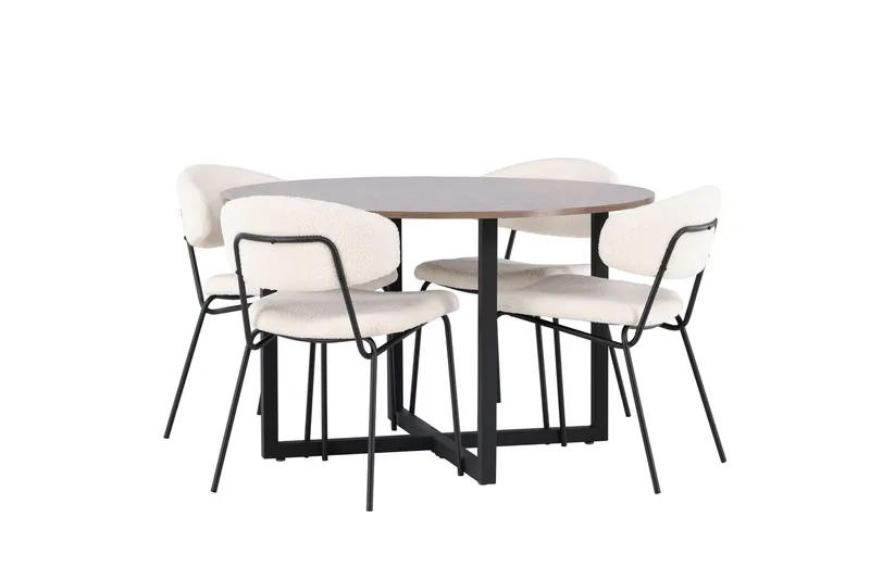 Durango Spisebord 120 cm Rundt med 4 Chico Spisestoler - Møbler - Bord - Spisegrupper