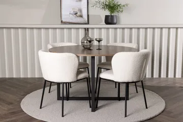 Durango Spisebord 120 cm Rundt med 4 Edina Spisestoler - Møbler - Bord - Spisegrupper