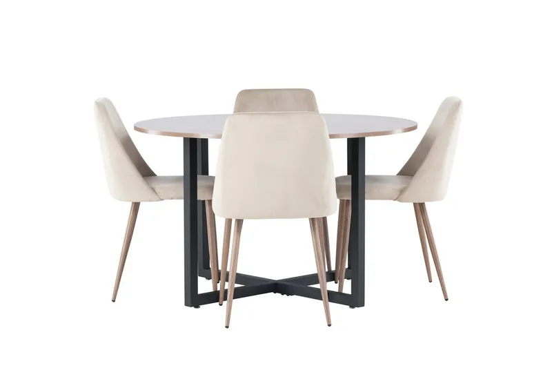 Durango spisebord 120 cm rundt med 4 Night spisestoler - Møbler - Bord - Spisegrupper