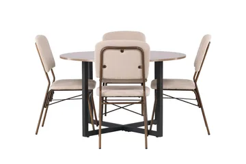 Durango Spisebord 120 cm Rundt med 4 Seda Spisestoler - Møbler - Bord - Spisegrupper
