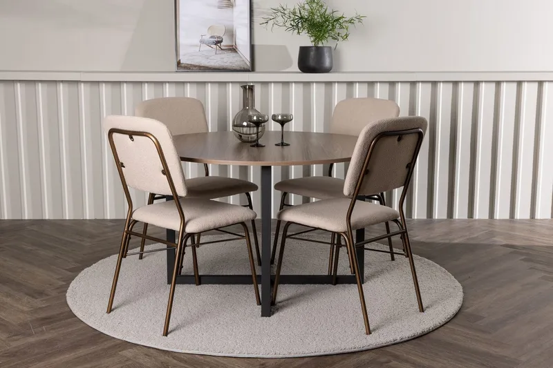 Durango Spisebord 120 cm Rundt med 4 Seda Spisestoler