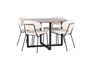 Durango Spisegruppe 120 cm Rund med 4 Chico Stoler - Valnød - Møbler - Bord - Spisegrupper