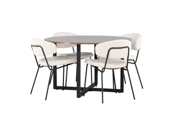 Durango Spisegruppe 120 cm Rund med 4 Chico Stoler - Valnød - Møbler - Bord - Spisegrupper