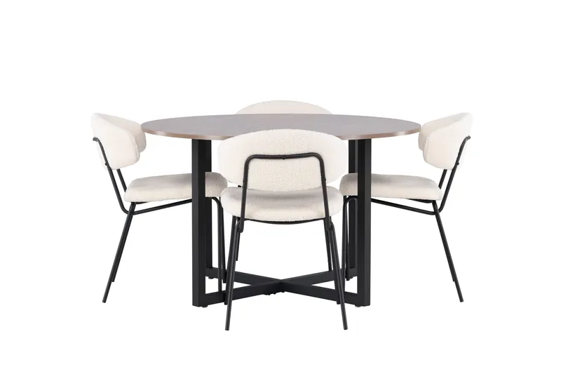 Durango Spisegruppe 120 cm Rund med 4 Chico Stoler, Valnød